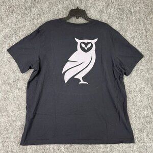 Lands End Shirt Mens XXL Black Owl Print Summer Cotton Regular Outdoors Bird